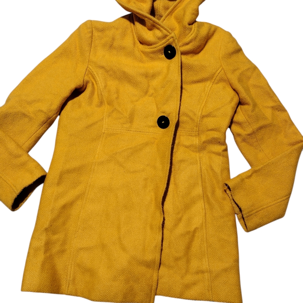 Peruvian Connection Mustard Hooded Trench Coat 100%Alpaca